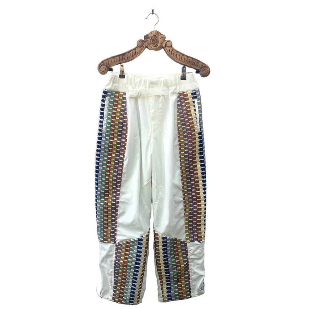 Free People Movement Pants Embroidered Patch Baggy Straight Leg Cinch Cuff M